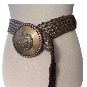 Chico's Braided Belt with Gold Medallion